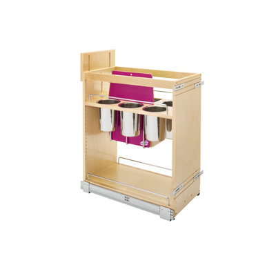 Rev-A-Shelf Wood Base Cabinet Knife Block Pull Out Organizer with Soft Close