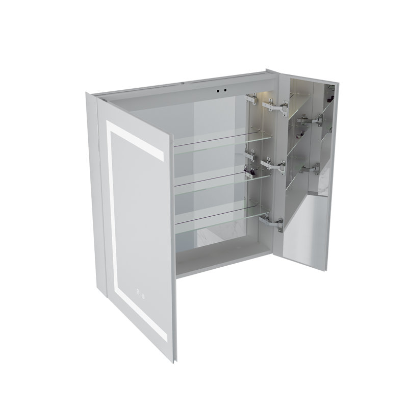 Armoire à miroir encastrée ou à surface 30 po H avec désembueur et tablettes réglables H, H 30 po x l 30 po x P 4,63 po