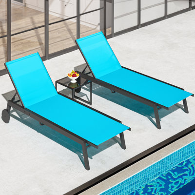 65.3" Long Reclining Double Chaise With Table by YITAHOME