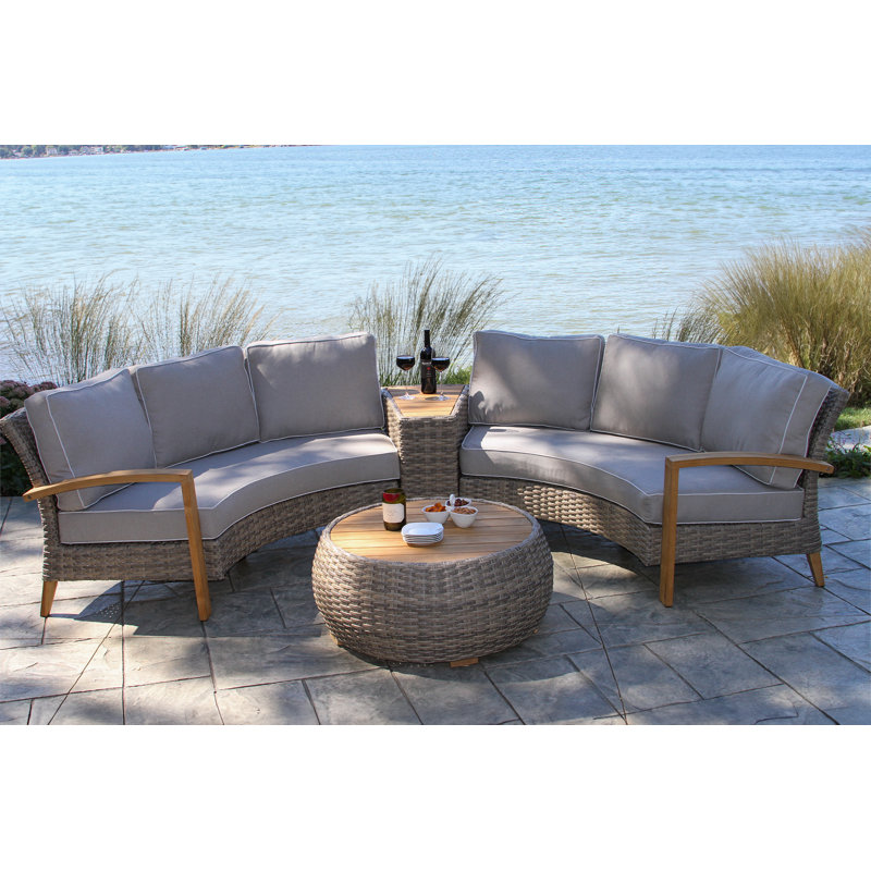 Teague Teak 6 - Person Patio Conversation Set with Cushions
