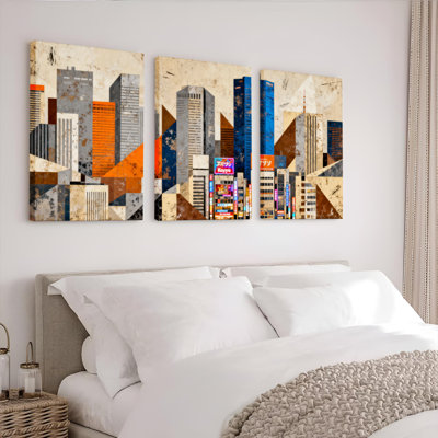 «Abstract Cityscape», art mural moderne, impression urbaine moderne (ensemble de 3)
