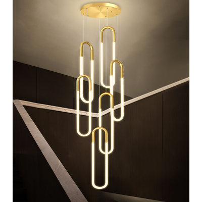 118" Modern Led Dimmable Chandelier 6-ring Black