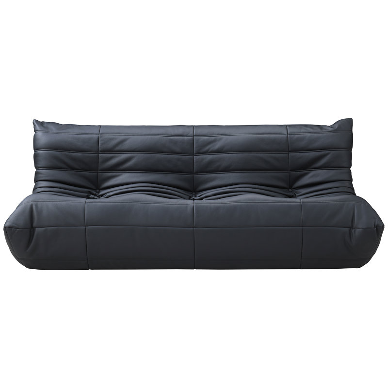 Canapé en cuir végétalien 77,75 "Rachel, Cuir végétalien noir