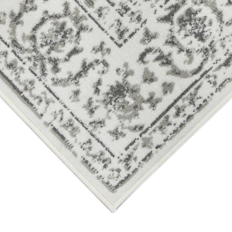 Tapis floral tissé à la machine 9 pi x 12 pi gris et gris clair