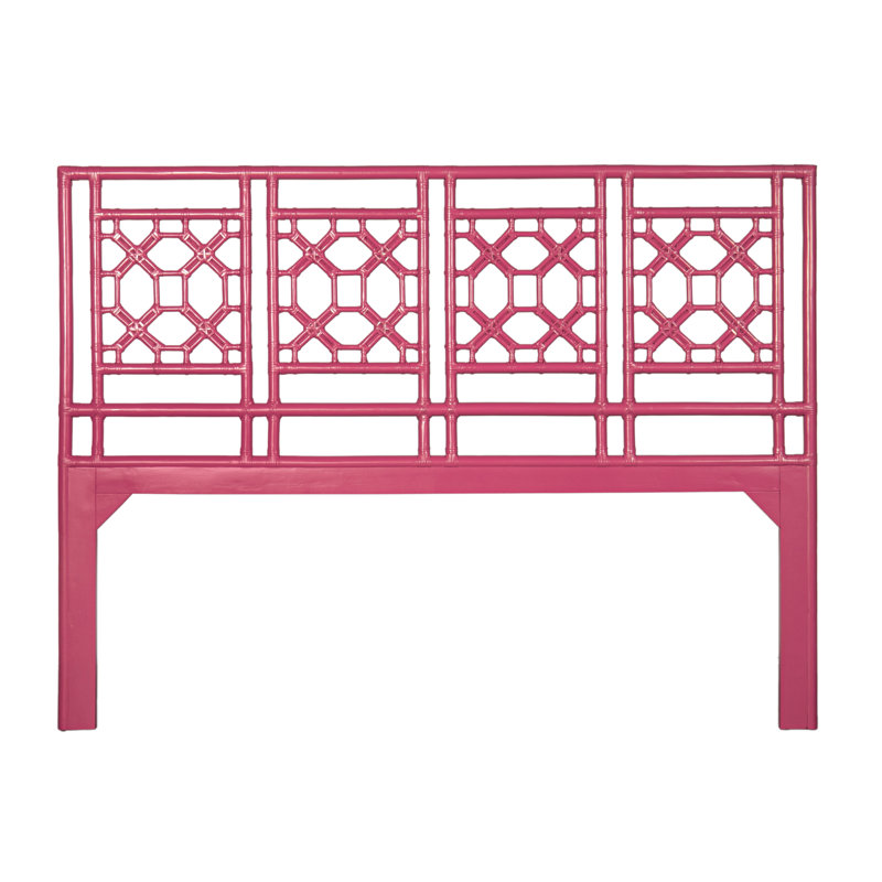Lattice Back Open-Frame Rattan Headboard, King, Hot Pink