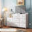 White Dresser TV Stand For Bedroom With Charging Station A...