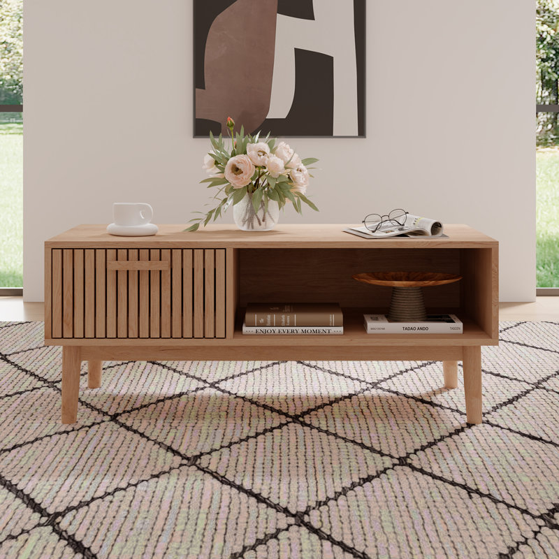39" Wooden Coffee Table with Drawer
