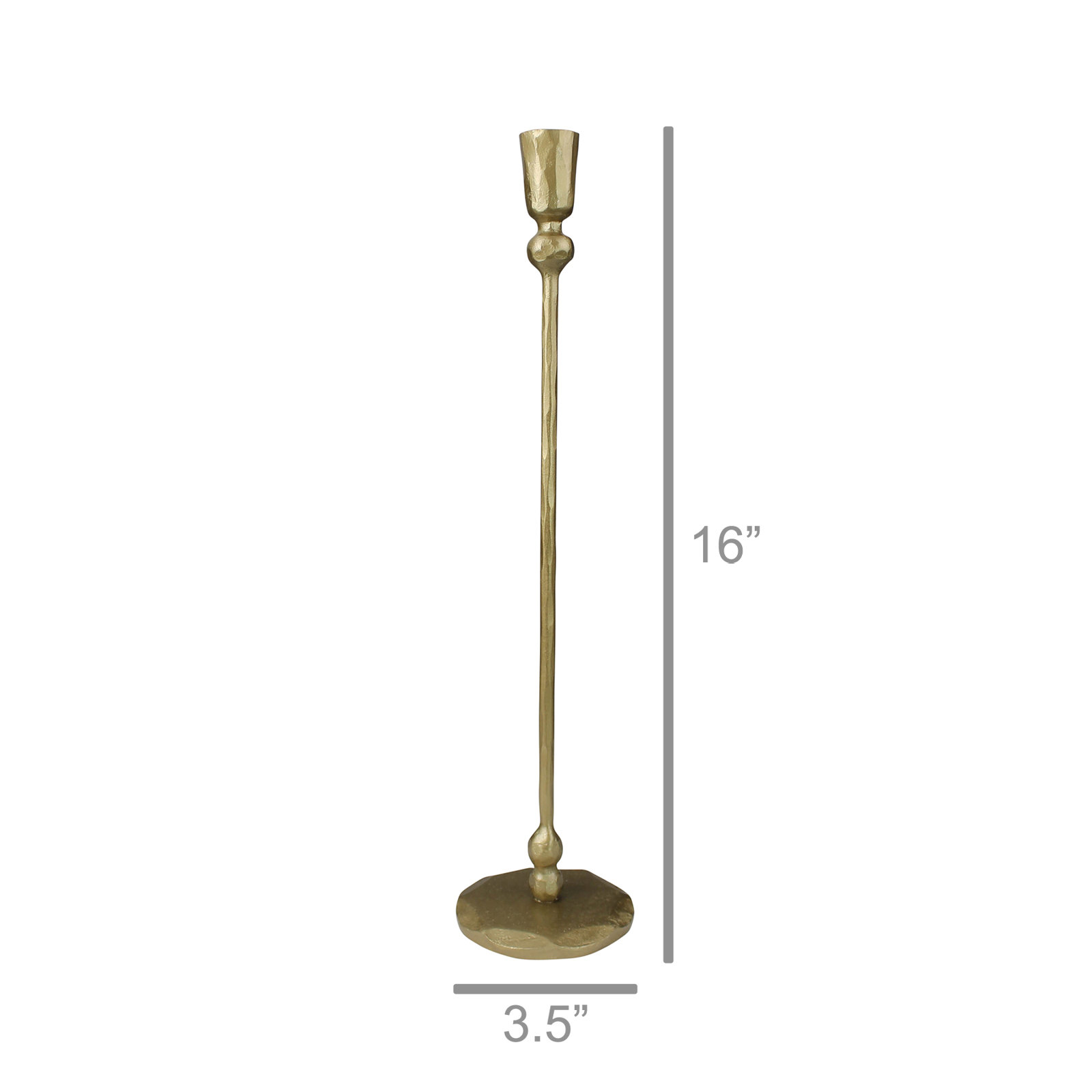 Iron Candlestick Holder, 16" H x 3.5" W x 3.5" D