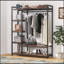 Organisateur de garde-robe autoportant 47,24 pouces brun rustique avec 6 tablettes de rangement et barre de suspension