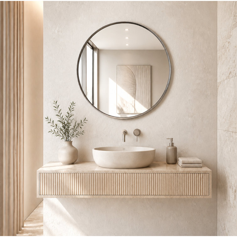 Nelson Round Accent Wall Mirror Rose Gold 30"