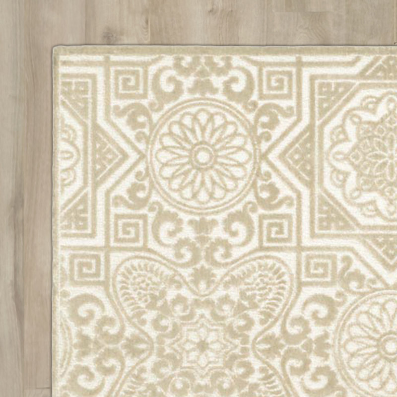 Tapis blanc / beige touffeté à la main Wayfarer Ikat, Rectangle 5 pi 3 po x 7 pi 6 po