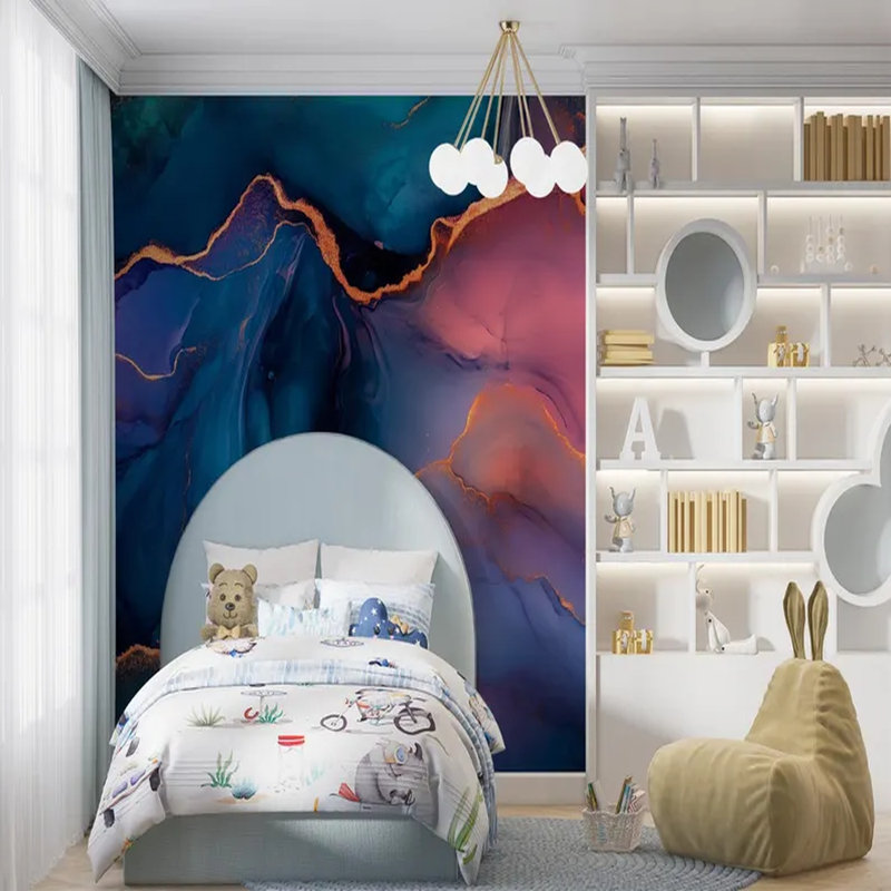 Papier peint abstrait Midnight Aurora Luxury, L 138 po x l 105,96 po