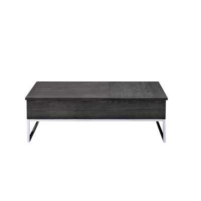 Grey Oak Finish Coffee Table With Metal Base, Lift Top And Hidden Storage Compartment For Sunglasses Modern Veneer Spaces Home