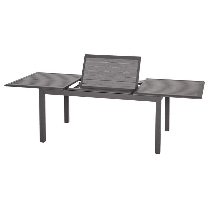 Telemanus Rectangular Metal Extendable Outdoor Dining Table , 160cm cm W 100cm cm D, Dark Brown