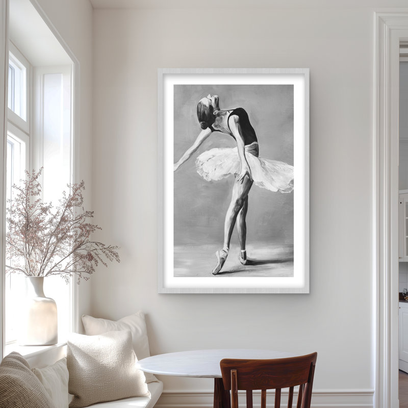 Classic ballet dancer - Grey framed matted print for decor