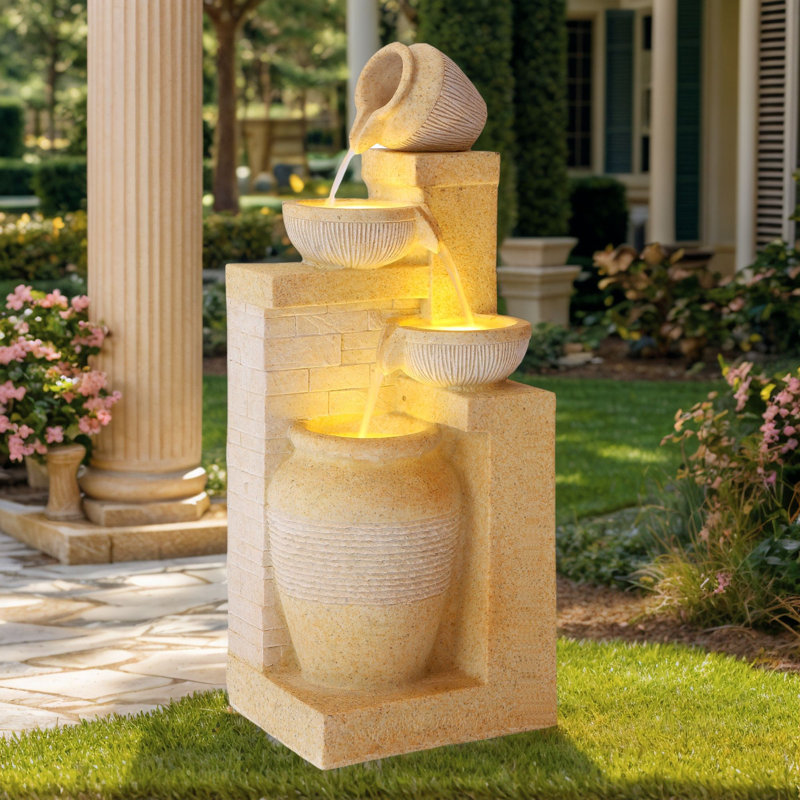 Floor Fountain with Lights, Yellow