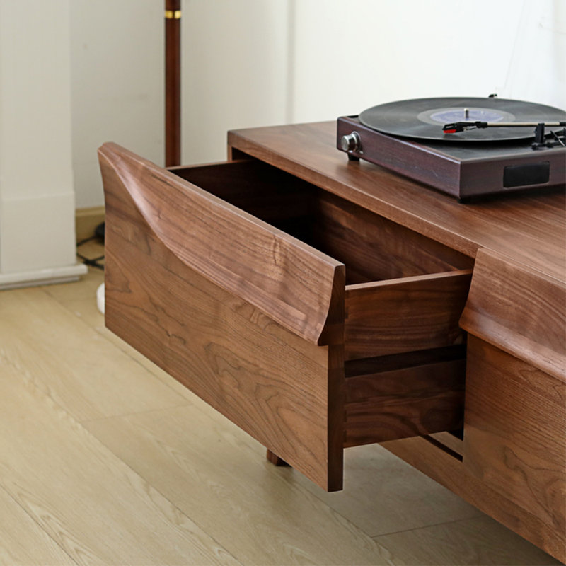 Meuble télé simple et moderne en bois massif, 94.49"