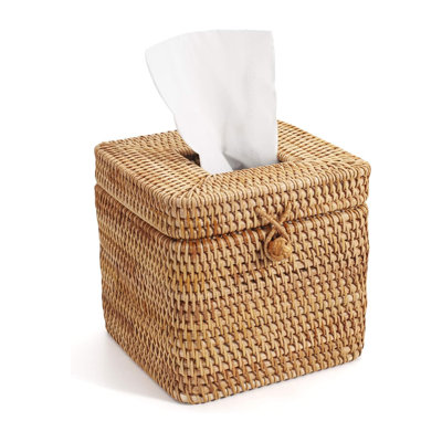 Square Tissue Box Cover With Hinged Top Lid, Both Practical And Beautiful,Natural Color