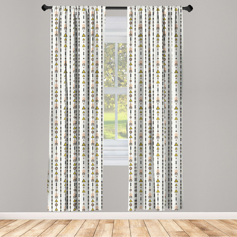 Arrow Geometric Semi-Sheer Rod Pocket Sliding Panel, 28" x 63"