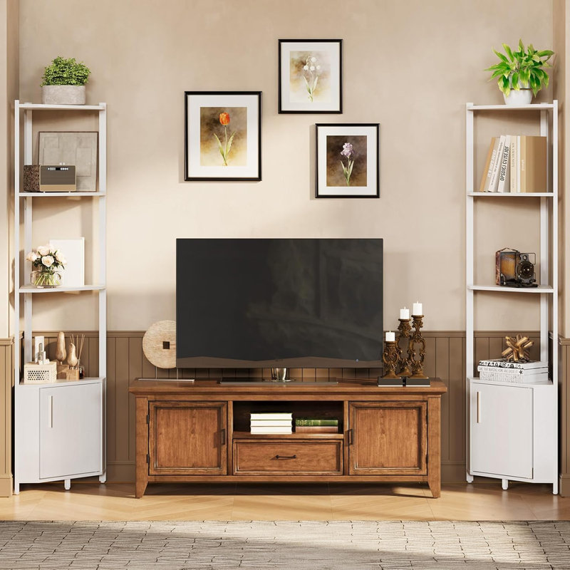 Étagère de coin à 5 niveaux, bibliothèque moderne avec portes, support de rangement robuste pour la chambre à coucher, le salon et le bureau