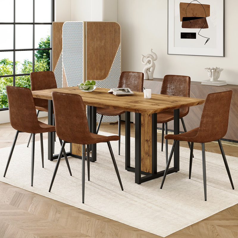 Ensemble de salle à manger 5 pièces, table rectangulaire L 67 po x l 36 po avec 4 chaises en suède
