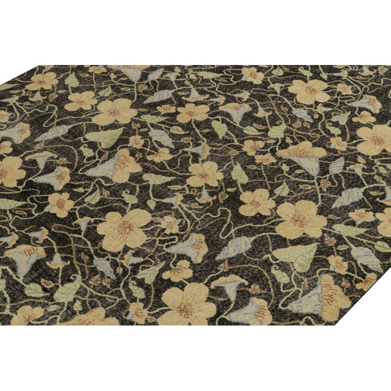 Distressed Homage Wool Floral Area Rug, Rectangle 5' x 8'