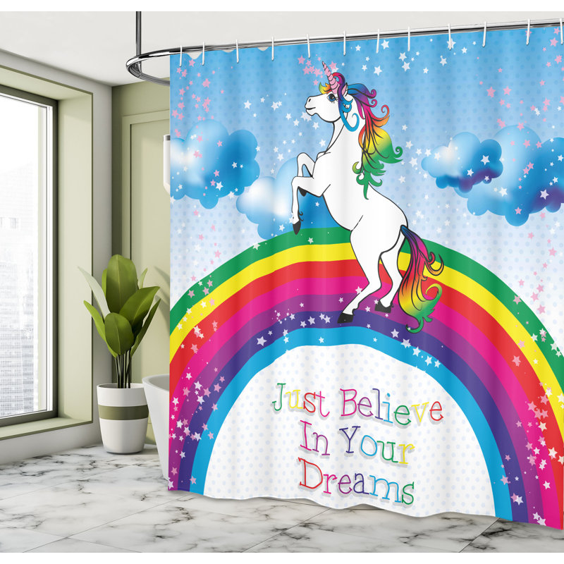 Ensemble de rideau de douche imaginaire et crochets, H 75 po x l 69 po