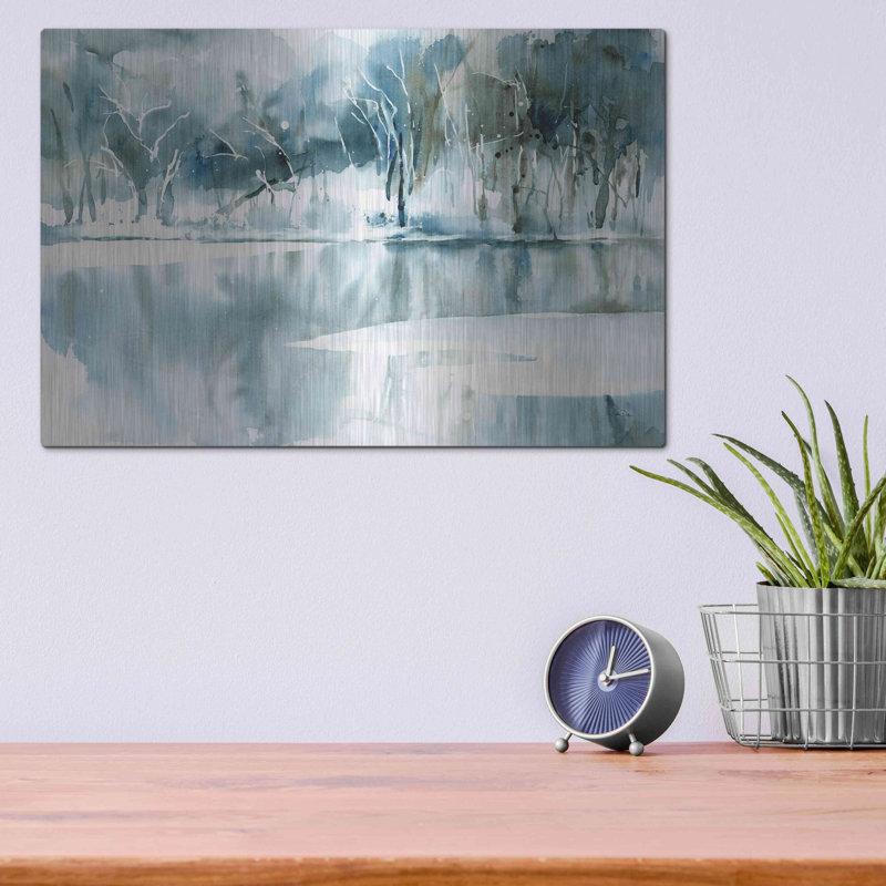 «Blue Reflections» par Katrina Pete - peinture sans cadre, H 12 po x l 16 po x P 0,13 po