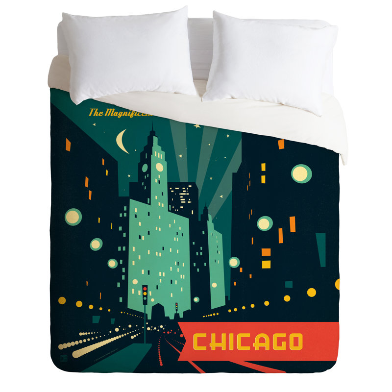 Ensemble de housse de couette Chicago Mag Mile, Housse de couette simple / simple TG et 1 taie dé
