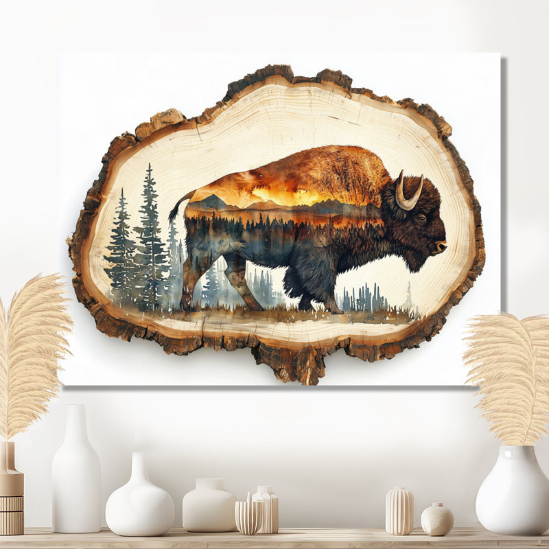 Margorie III - art mural en métal bison, H 12 po x l 20 po