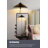 Vintage Iron & Fabric Pleated Floor Lamp