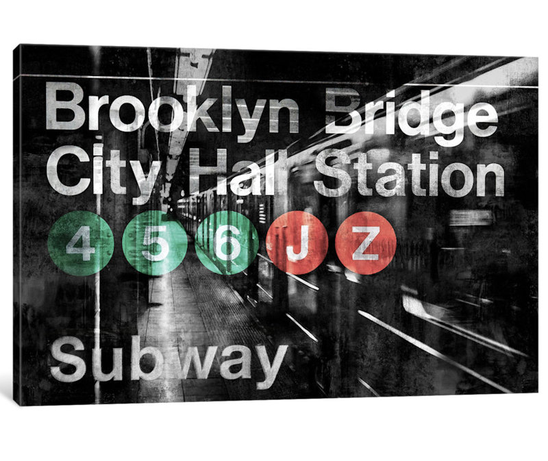 «NYC Subway Station I», impression sur toile, H 24 po x l 32 po x P 1 po, Papier d'art encadré noir, Blanc