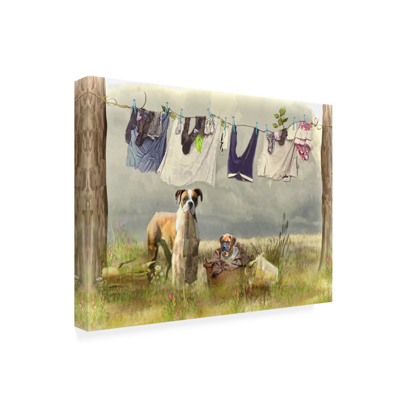 Animaux, animaux, Trudi Simmonds, jour de lavage sur toile, H 24 po x l 32 po x P 2 po
