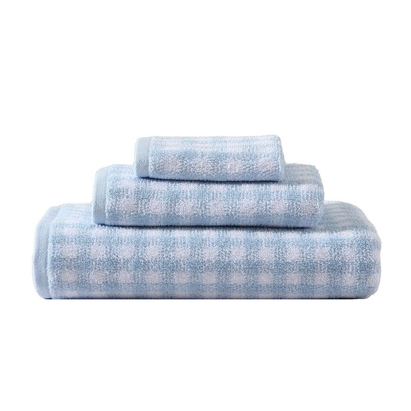 Laura Ashley Ginny 3 Piece 100% Cotton Towel Set, Blue/White
