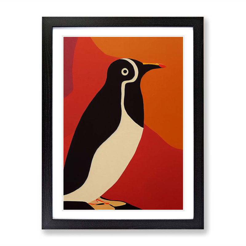XV1022-3466X Penguin Abstract No.2 - Print, 64cm H x 46cm W, Black Frame, No Matte