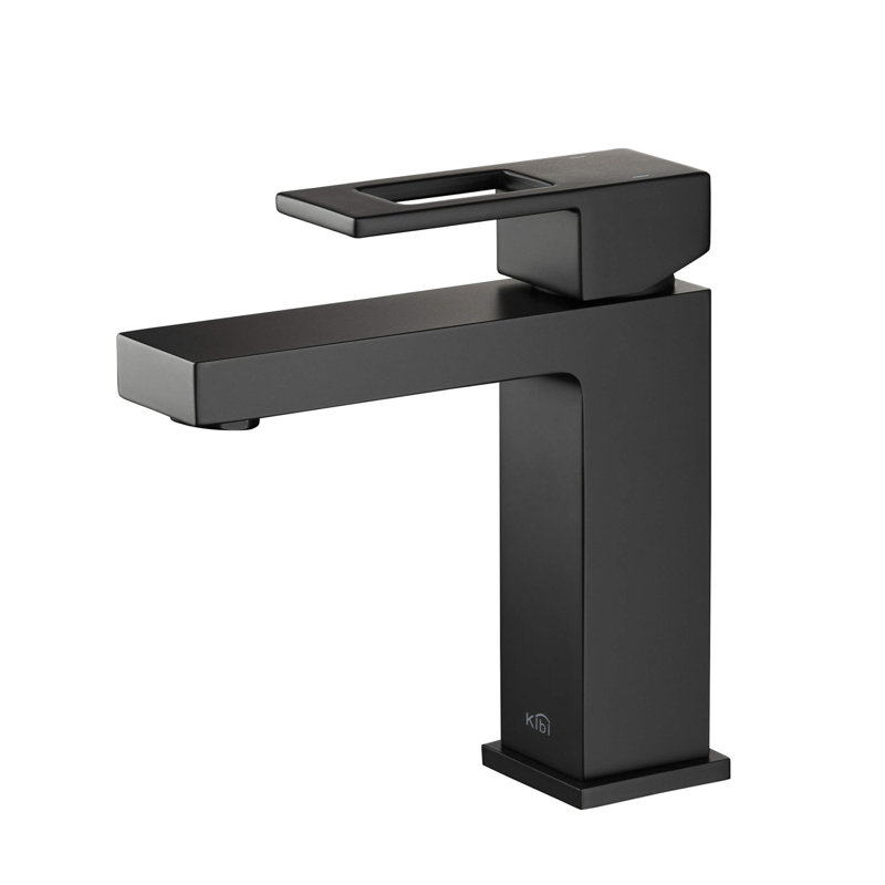 Cube Single-handle Bathroom Faucet, Brushed Nickel, Drain Assembly Included