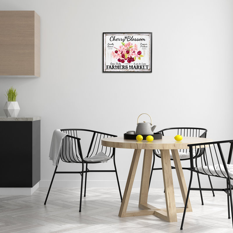 Art giclée Cherry Blossom Farmer's Market par Creatif Belle, H 16 po x l 20 po, Giclée encadrée noir minuit