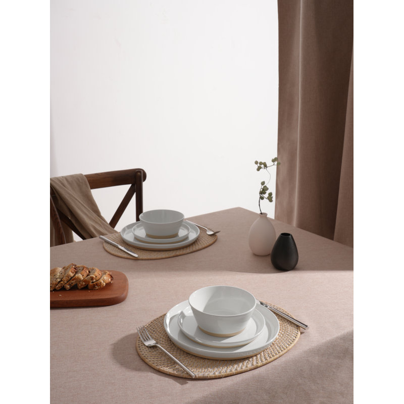 Lilwenn Stoneware Dinnerware - Set of 12, White