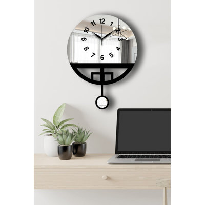 Elegant Decorative Wall Clock, Black, 15.4 x 19.7 inches | Durable MDF & Acrylic Construction, Thickness: 0.1 inches | Modern Design, Perfect for Living Room, Office, or Bedroom Décor, Stylish Timepiece