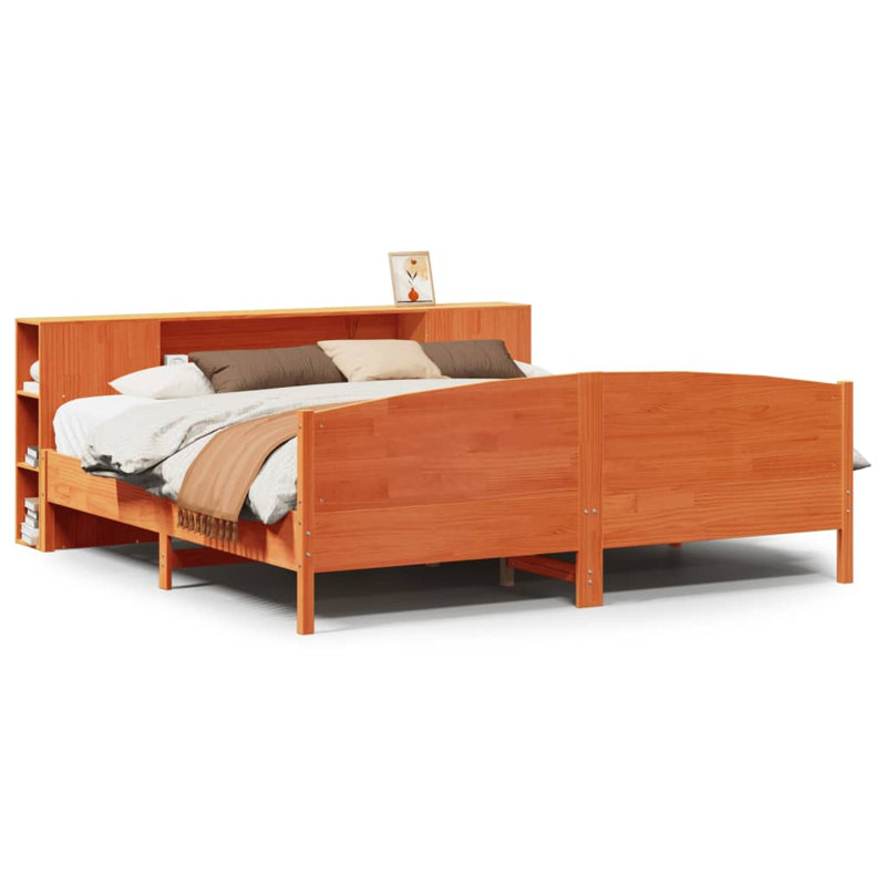 Arnot Solid Wood Bed, 200 cm W x 200cm L, Wax Brown