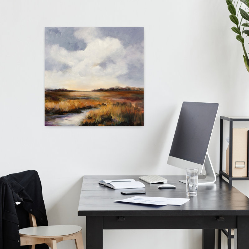 Amber matin art abstrait paysage naturel, H 18 po x l 18 po