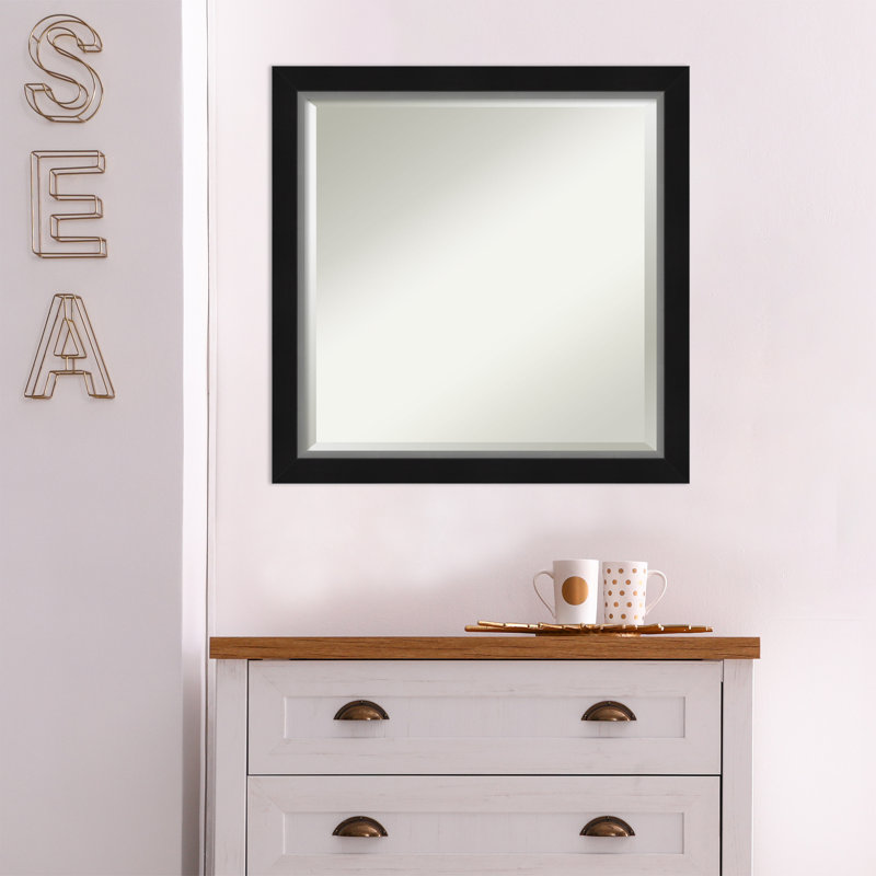 Miroir mural Quade, 23 po x 23 po, Noir satiné / argent
