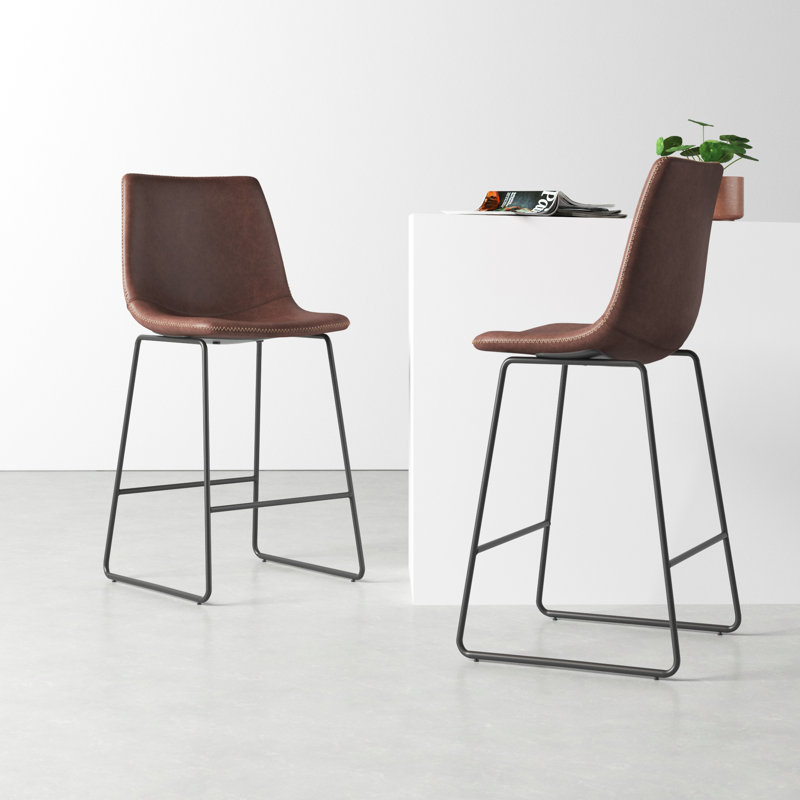 Cal Counter Stool - Antique Brown, Counter Stool (26" Seat Height), Antique Brown Faux Leather