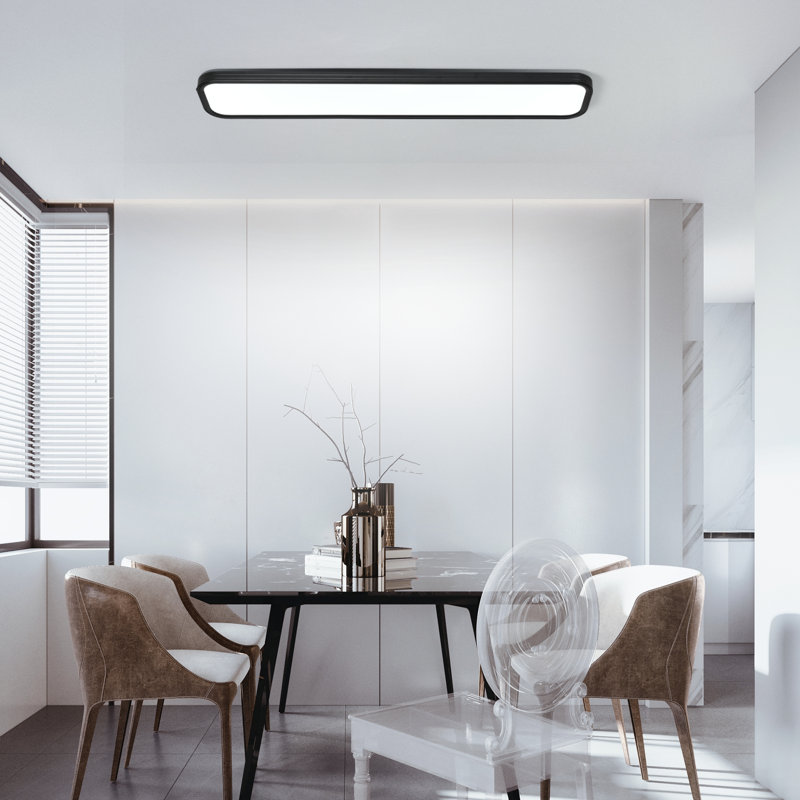 Gracious Adwitiya 1 - Light 100cm Black Rectangle Acrylic LED Flush Mount