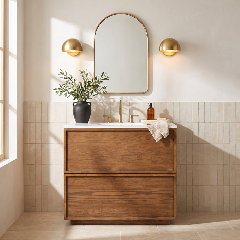 36" Single Sink Benajah Vanity, Medium Oak