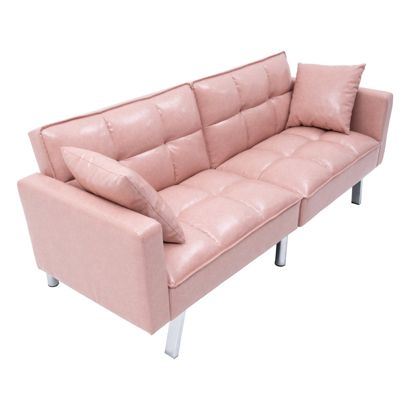 Causeuse en cuir de polyuréthane de 76,4 po rose