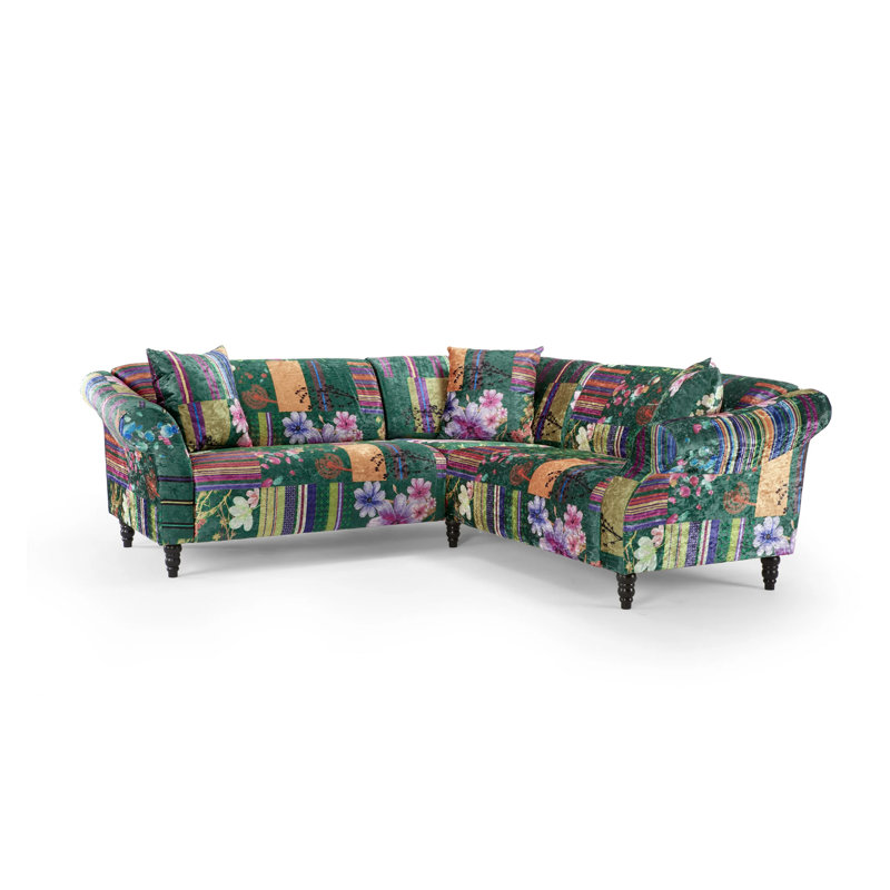 Redbridge 5 Seater Corner Sofa , Green/Dark Blue