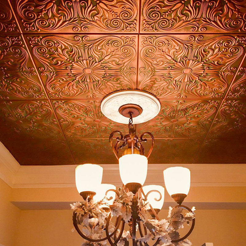 Tuile de plafond en polystyrène espagnol 1,6 pi x 1,6 pi, Cuivre antique