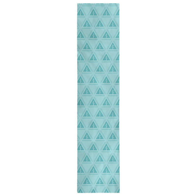 Chemin de table d’arbre minimaliste classic Barbra, 16 po x 72 po, Bleu sarcelle foncé / blanc
