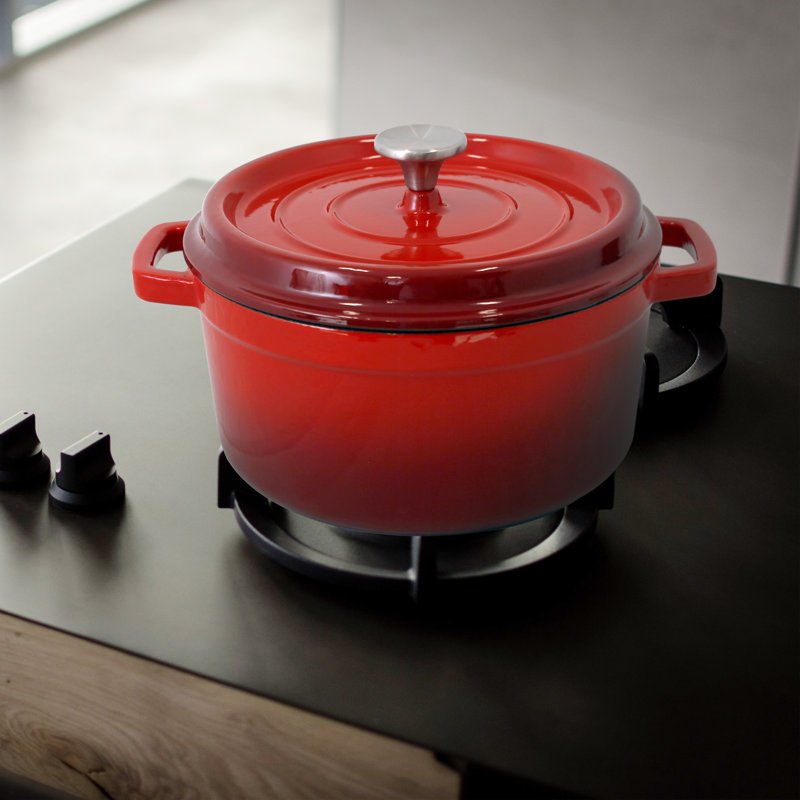 Red 5-Quart Enameled Cast Iron Dutch Oven with Lid
